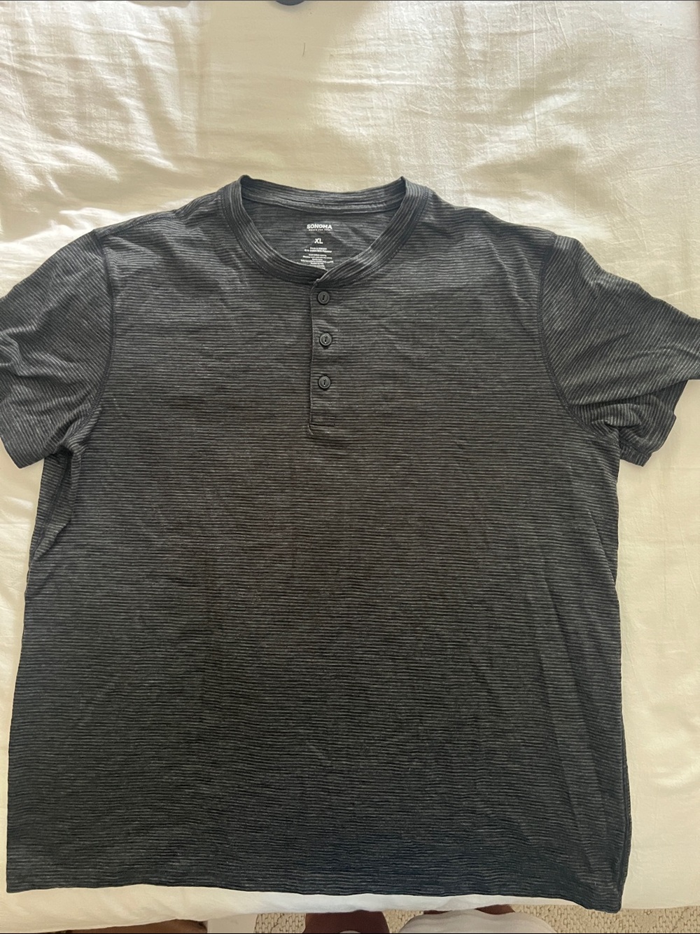 Sonoma Men's Short Sleeve Henley Shirt - Black Heather